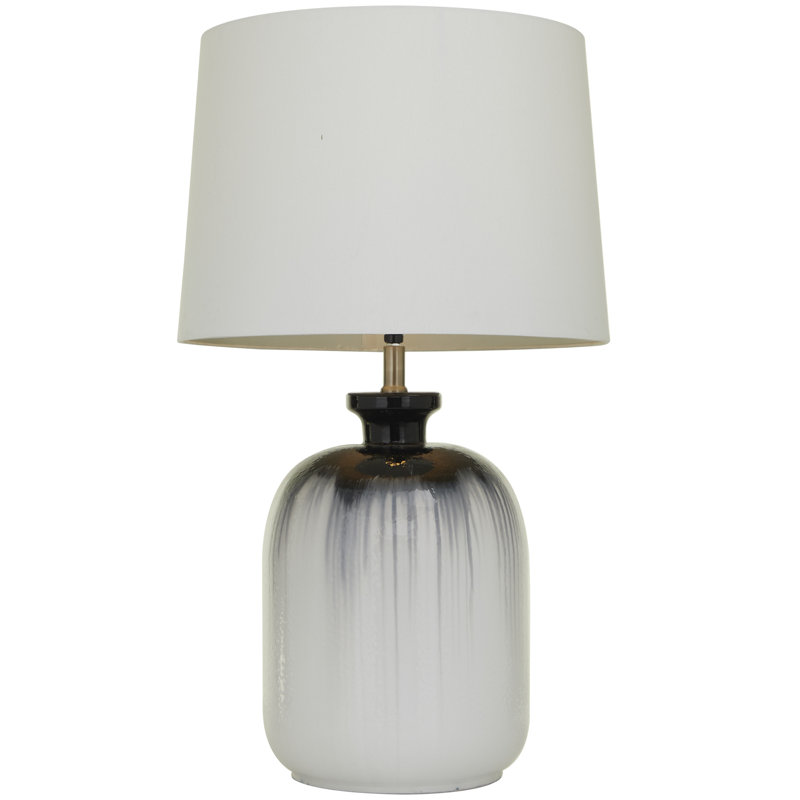 Lampe de table blanche avec abat-jour tambour en verre