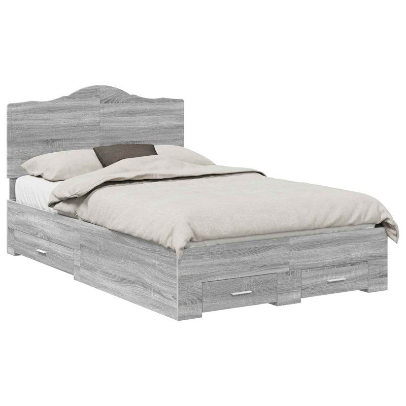 Bed, Small Double (120 x 190 cm), Grey Sonoma