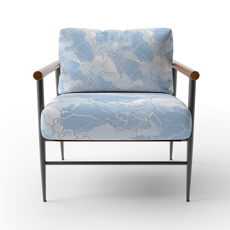 Chaise abstraite rembourrée - Fauteuil Coastal Line, Bras ronds bruns