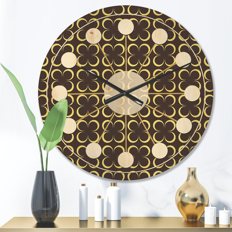Horloge murale en bois à motif floral II, Petit