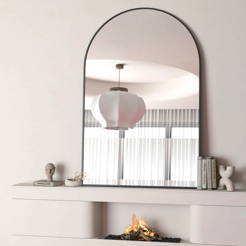 Miroir arqué 24 x 32 pouces Bathrrom, Noir, 32 po x 24 po
