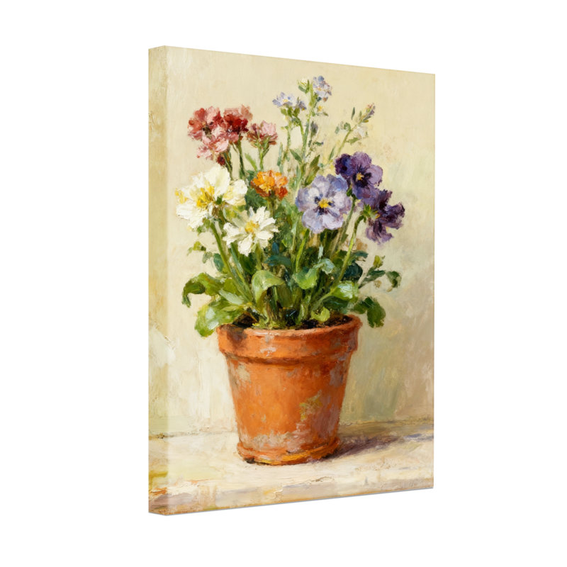 Arrangement floral plantes et fleurs en pot terre cuite, H 24 po x l 16 po