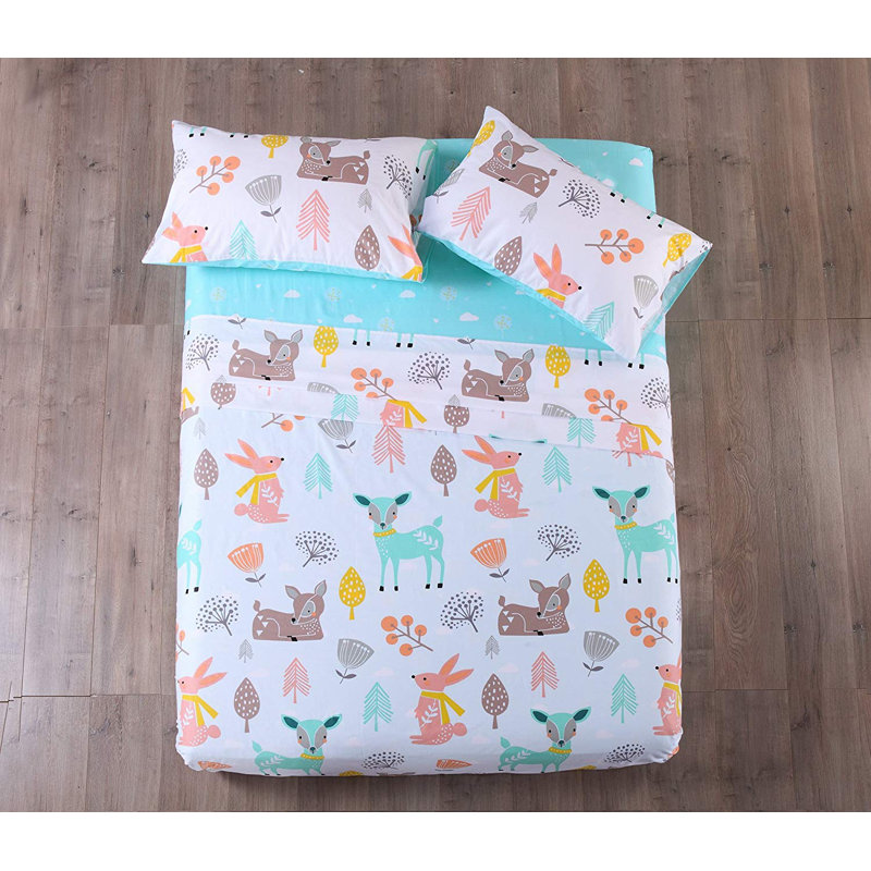 100% Cotton Animal Print Sheet Set, Full Sheet Set with 2 Pillowcases
