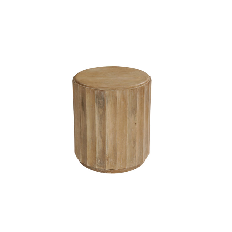 Table de bout ronde 23 "en bois massif brun, Brun