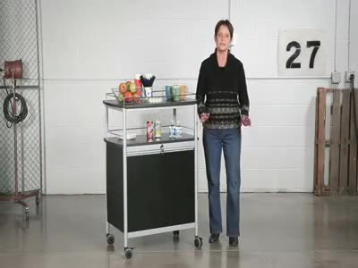 Black Melamine and Steel Beverage Cart with Storage and Wine Rack