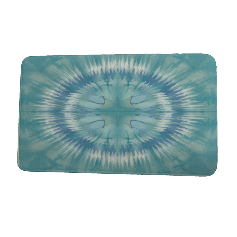 Tapis de bain Shibori Burst, l 21 po x L 34 po, Bleu sarcelle