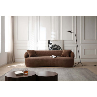 Canapé courbé de style Mid-Century, tissu 3 places Cloud Couch Boucle pour le confort du salon, de la chambre à coucher et du bureau