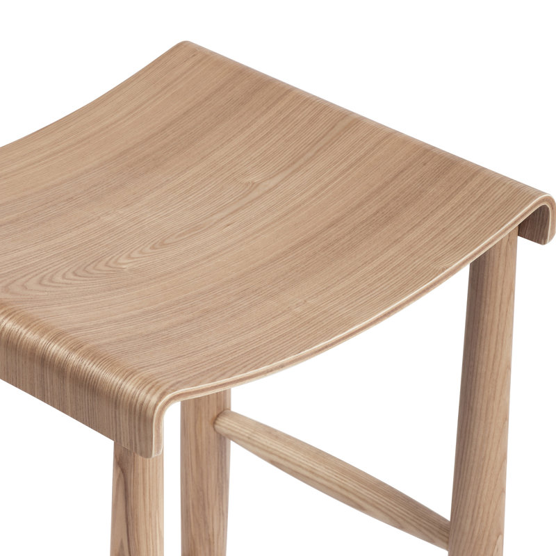 Kobe Bar Stool with Solid Wood Frame, Natural
