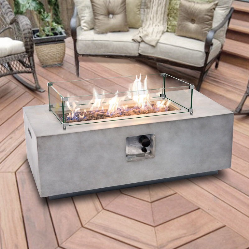 Rectangle Fire Pit Accessory, 6" H x 30" W x 14" D