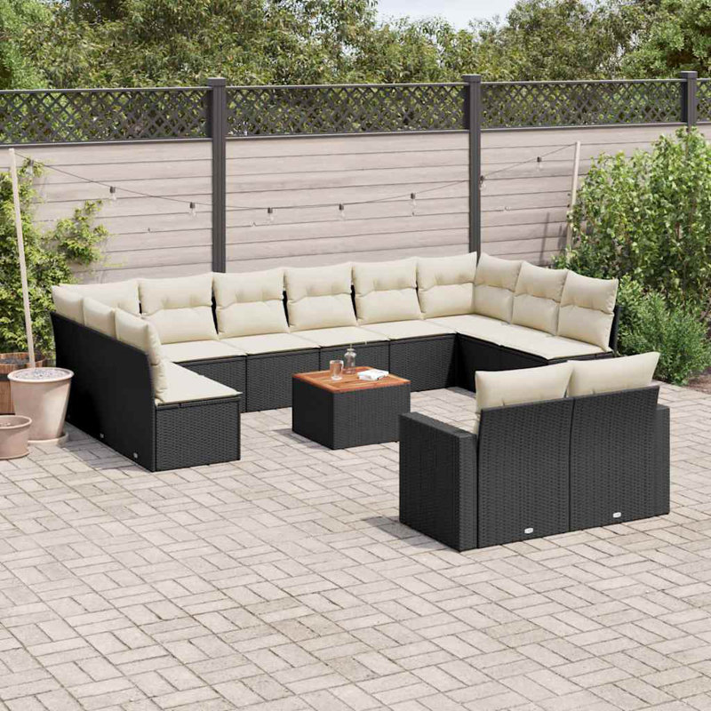 Ensemble de canapé de jardin Vidaxl noir, blanc crème