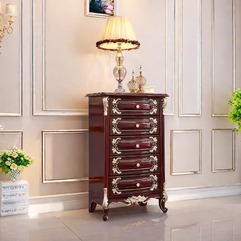 European style solid wood drawer accent chest.