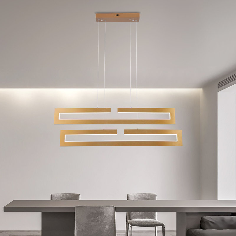 Lustre carré / rectangulaire à 2 lumières DEL pour îlot de cuisine l 37,4 po Trulli