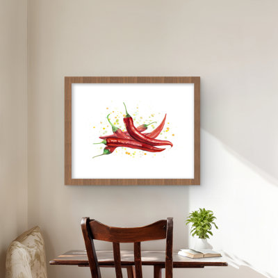 Red Hot Peppers - Framed Matted Print for Home Decor