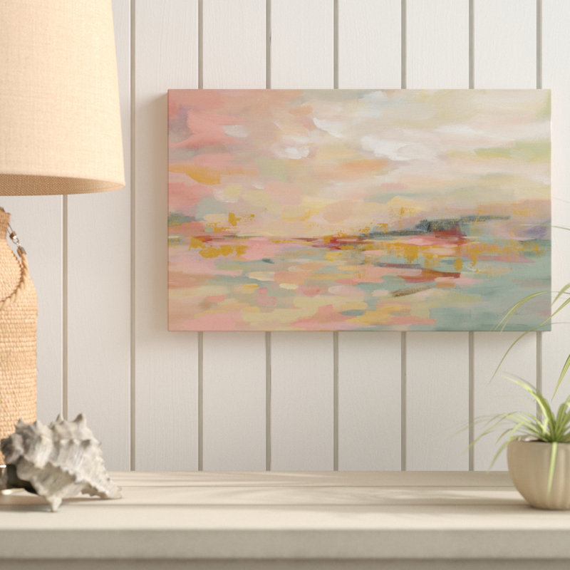 « rose vagues », reproduction de peinture à l’acrylique sur toile tendue, H 16 po x l 24 po x P 2 po