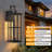 20''H Dimmable Led Black Iron Outdoor Wall Light with Dusk to Dawn and Seeded Glass