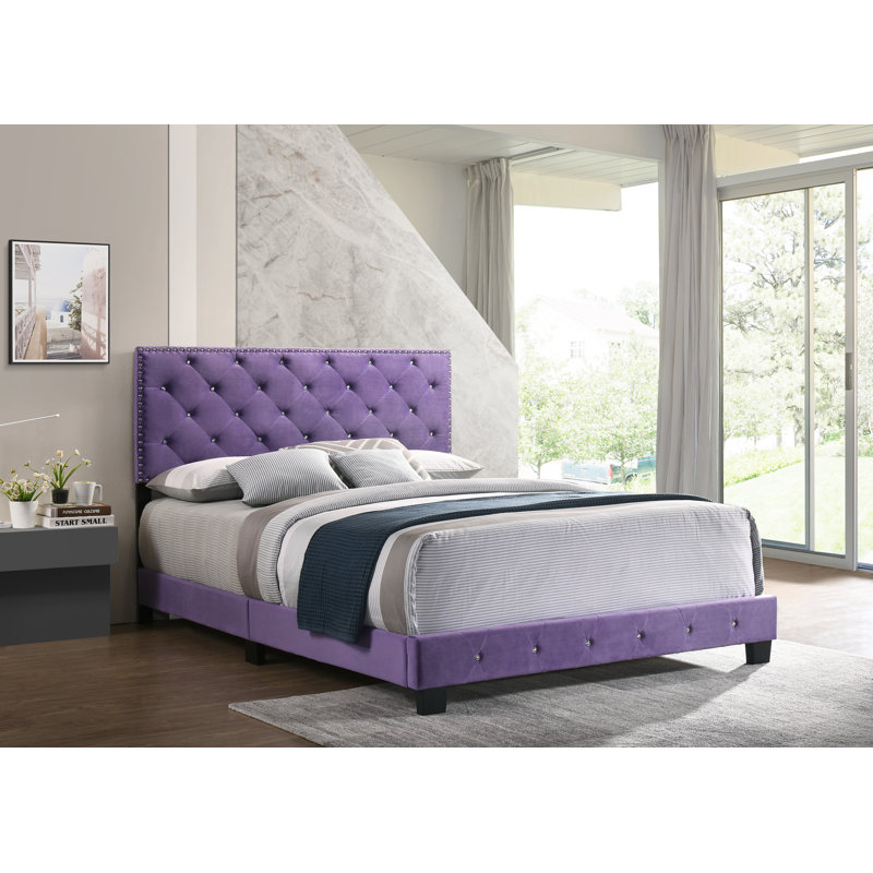 Lit sommier double Suffolk, mauve, Mauve, Lit double