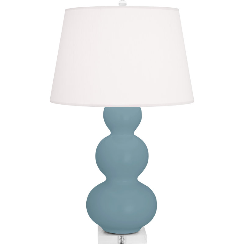 Triple Gourd Ceramic Standard Table Lamp, Matte Steel Blue