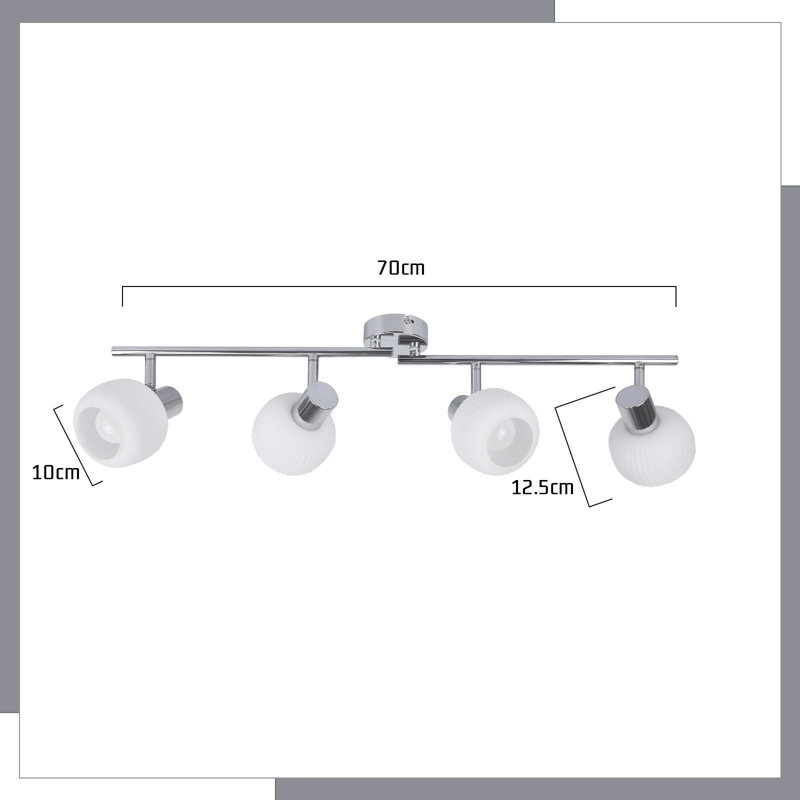 Ceiling spotlight 4-flame ceiling light living room - ceiling lamp spotlight indoor vintage glass ceiling spots E14 Morden design 350° swivel spots for bedroom hallway (without bulb)