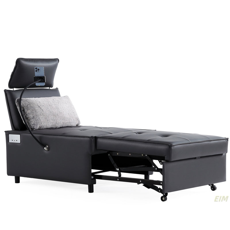 Chaise convertible, Similicuir noir