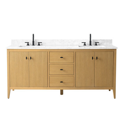 72'' Double Bathroom Vanity with Engineered Marble Top