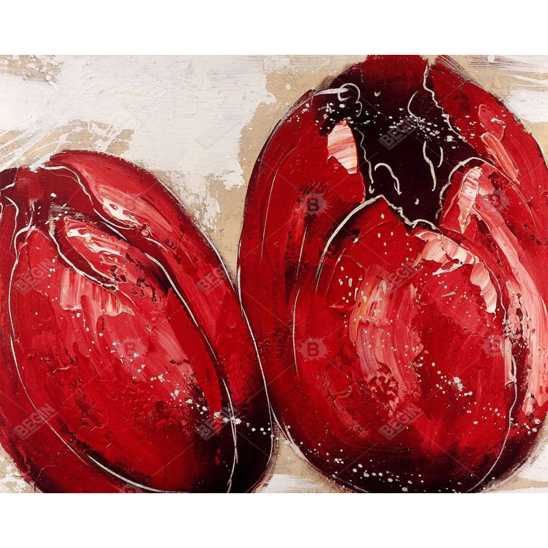 Two Red Tulips - Floral Red Canvas for Home Decor