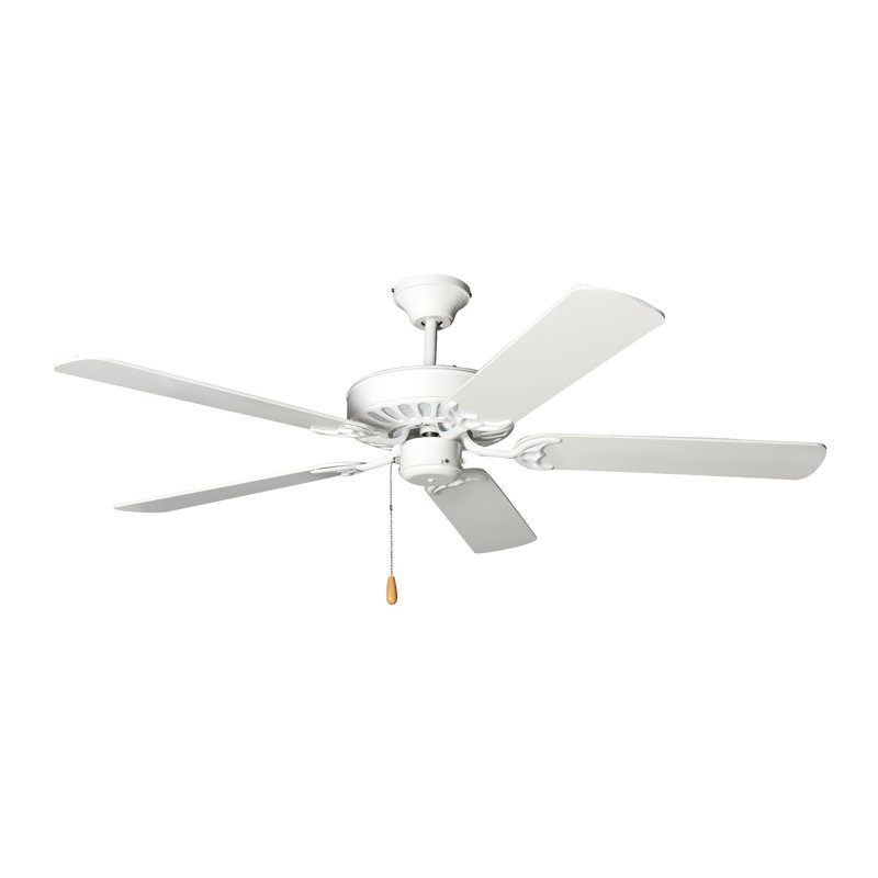 Aaven 52'' Ceiling Fan, Pure White, Bleached Oak