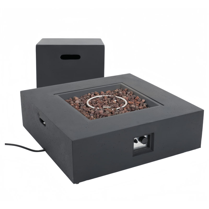 50 000 Btu Square Mgo Fire Table  With Tank Holder, Dark Gray