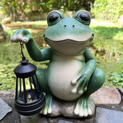 Solar Frog Garden Statue With LED Light - Outdoor Patio Balcony Backyard Lawn Decor Unique Birthday Housewarming Gift