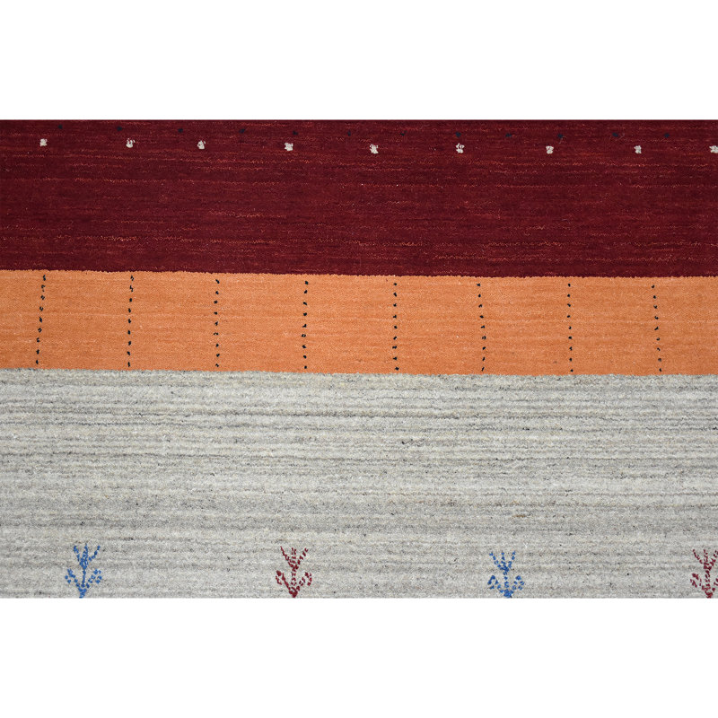 Tapis rouge et ivoire noué à la main de haute qualité, Rectangle 9 pi 9 po x 13 pi 9 po