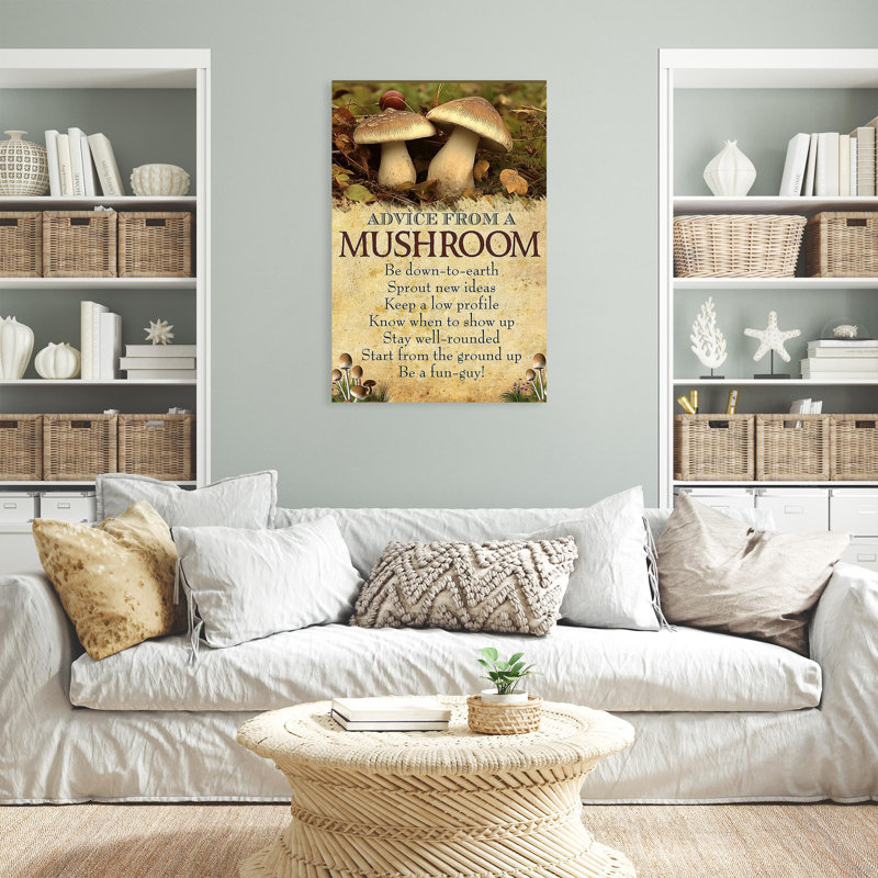 "Conseils d'un champignon sur toile", impression, H 20 po x l 16 po x P 1,25 po