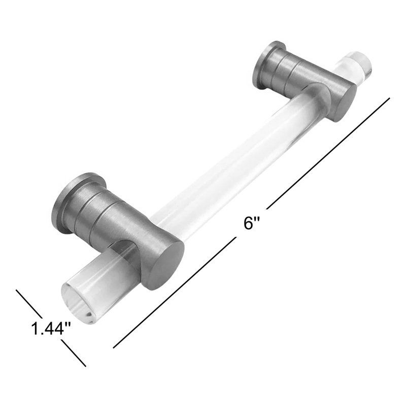 Luz 4" Lucite Center to Center Cabinet Handle, Satin Brass
