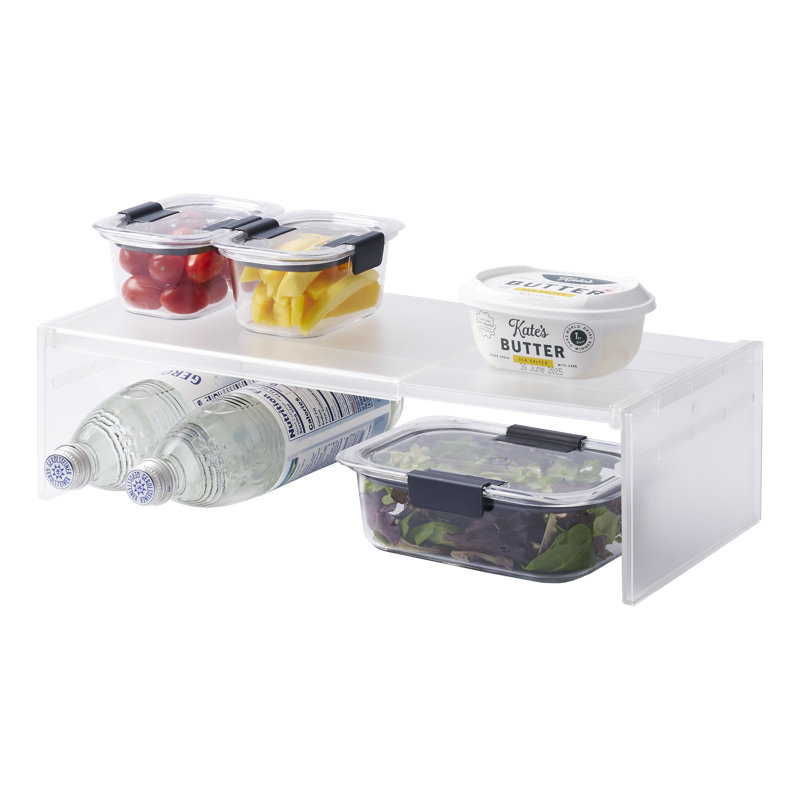 White Expandable Plastic Refrigerator Riser Shelf