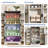 Farmhouse 47" Kitchen Pantry Cabinet with Barn Doors & 10 Door Shelves, Wood Storage Organizer with Adjustable Shelves-1497860068