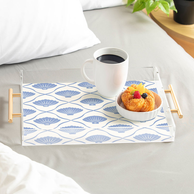 thespacehouse Coastal Ocean Blue Seashells Acrylic Tray