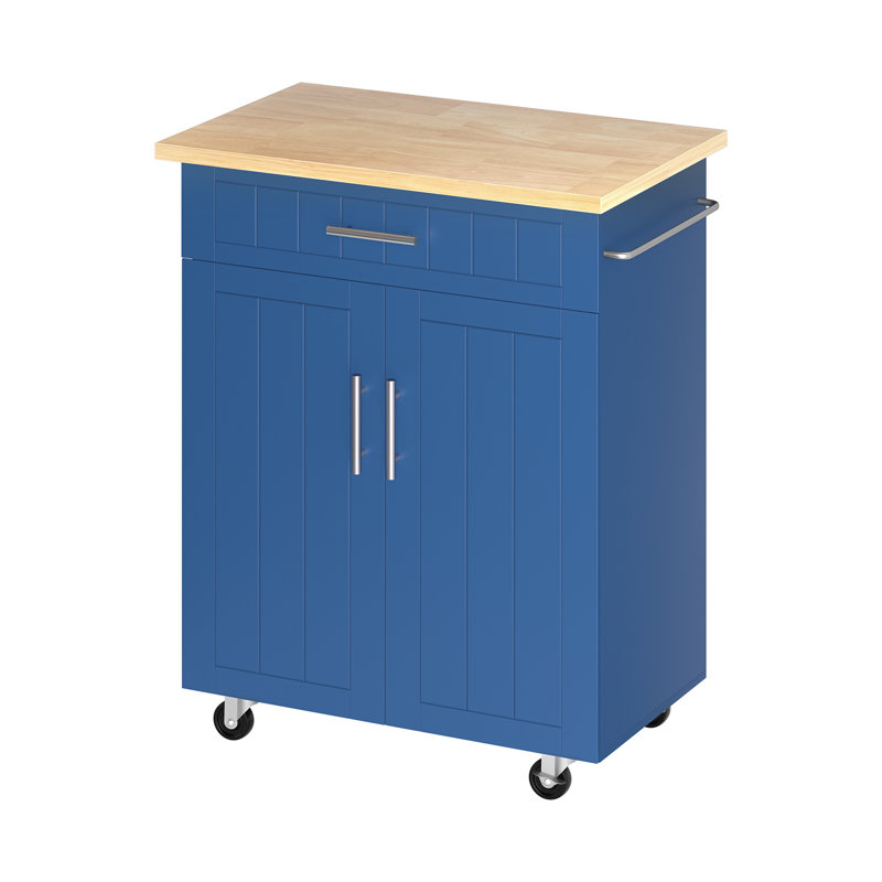 Alleah Wood Kitchen Island, Blue