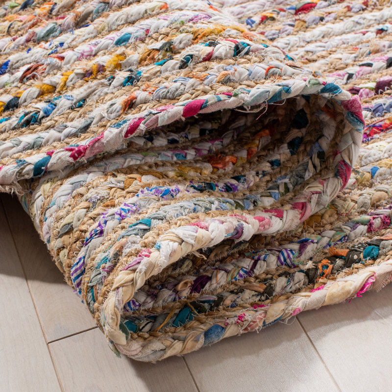 Tapis multicolore en coton tissé à plat à la main Herzig, Ovale 5 pi x 8 pi