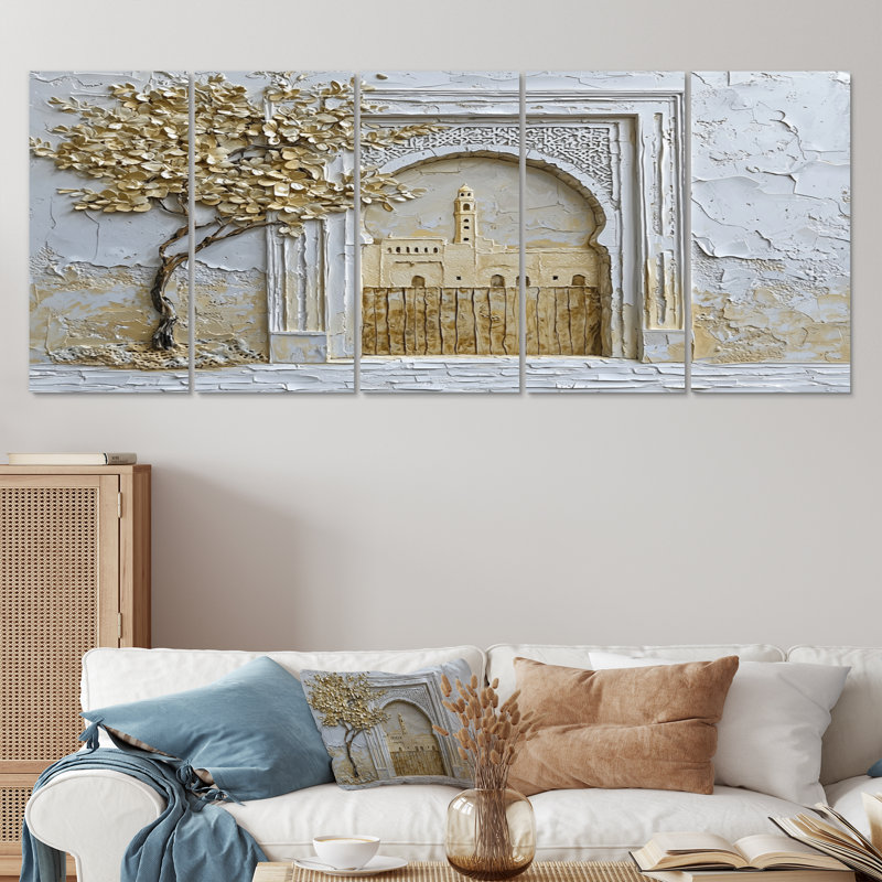 Art marocain sur toile, médina marocaine, H 32 po x l 80 po