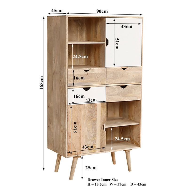 Rousseau 90cm Sideboard, White/Wood