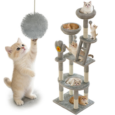 72In Cactus Cat Tree Tall Cat Tower For Indoor Cats W/Transparent Capsule,Sisal Scratching Posts,Plush Perches And Interactive Toys,Multi-Level Cat Activity Center Furniture For Kittens And Large Cats