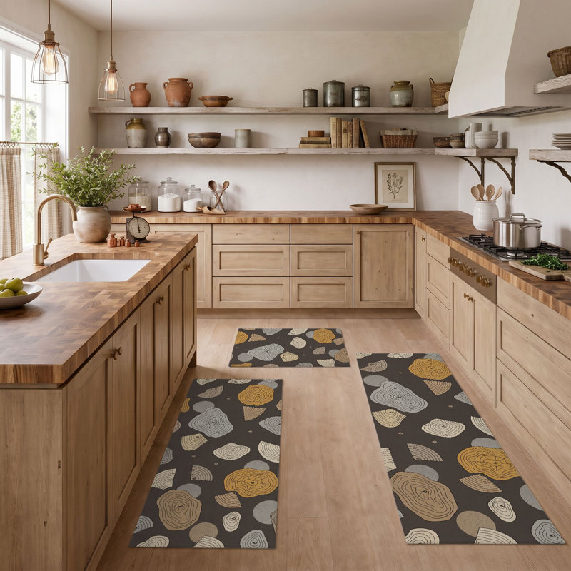 Abstract Stone Non-Slip Washable Kitchen Mats