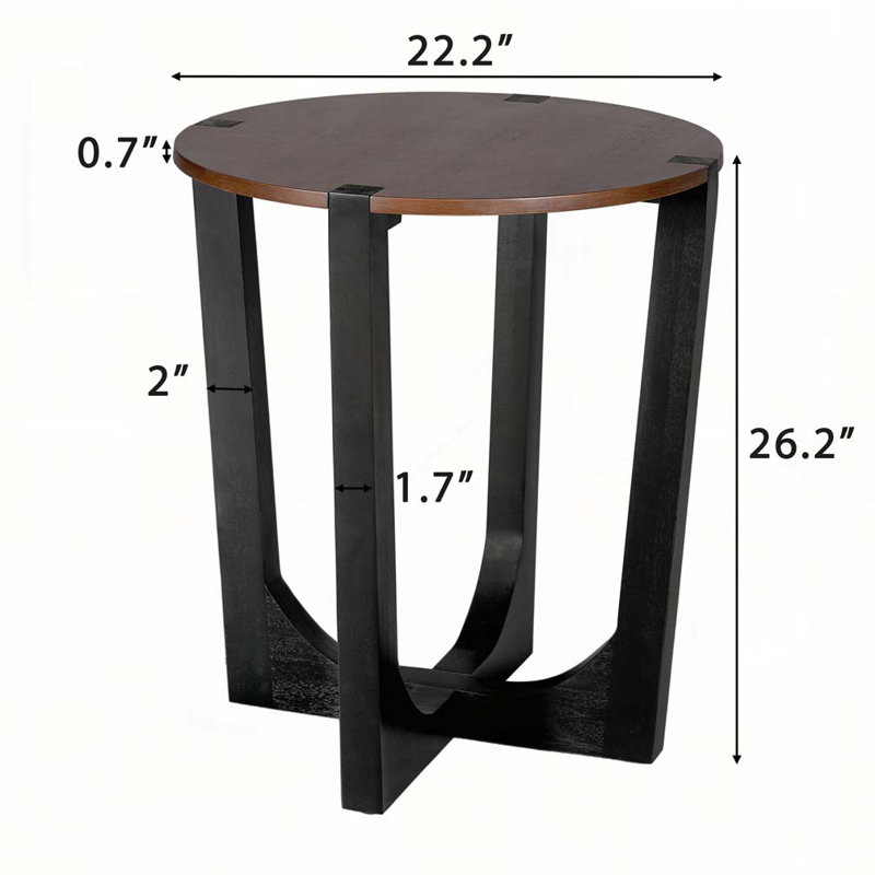 Table d'appoint en bois massif ACACIA, brun et noir