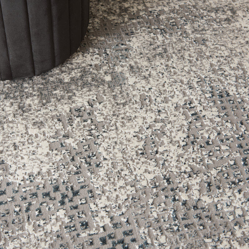 Abstract Area Rug in Gray, Runner 2'2" x 7'6"