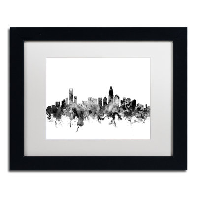 " Charlotte NC Skyline B&W " by Michael Tompsett
