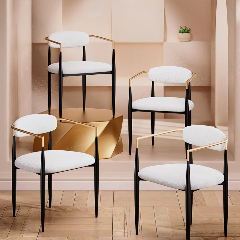 Boucle Upholstered Dining Chairs (Set of 4), Beige