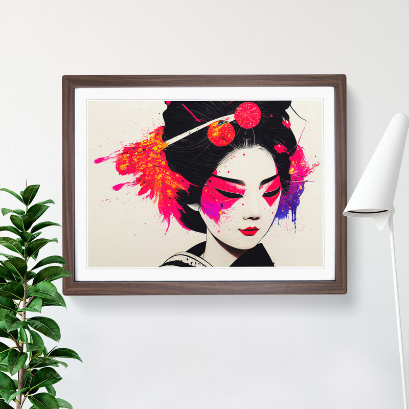 A Splashed Geisha Vol.1 Abstract - Single Picture Frame Print, 34cm H x 46cm W, Brown