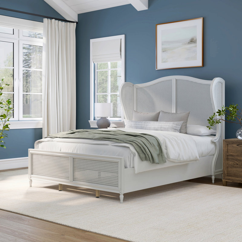 Gia Wingback Bed, Queen, White
