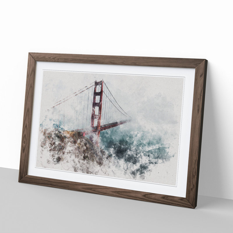 Golden Gate Bridge Vol.2 - Picture Frame Painting, 27cm H x 36cm W x 2cm D, Walnut Framed