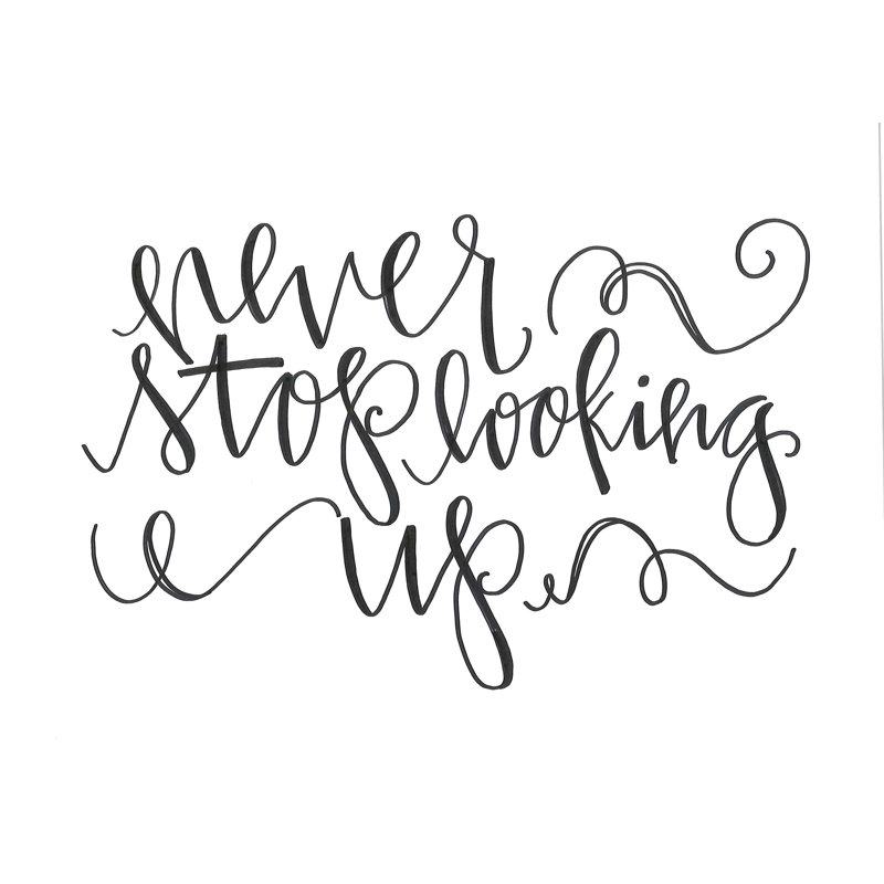 Never Stop Looking Up Script - Wrapped Canvas Art Prints, 30cm H x 46cm W x 3.8cm D