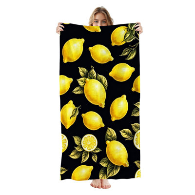  Microfiber Beach Towel Lightweight Travel Towel, Absorbent No Fade,30"x60",Watercolor lemon floral