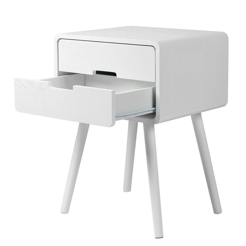 Table d'appoint Bohuslav en bois massif, Blanc